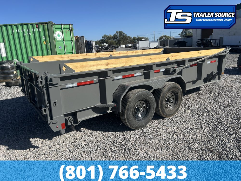 7x16 Diamond C LPT 207 Dump Trailer - 24" Sides - 15.5K GVWR - 14 Ply Tires, Board Brackets, Long Arm Tarp