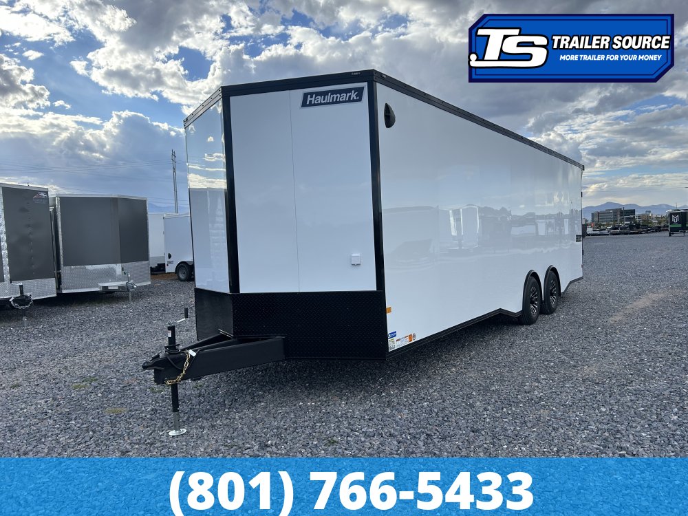 8.5x28 Haulmark Heat Enclosed Car Hauler Trailer - 7'6" Interior - 10K GVWR - .080 PolyCor, Rear Spoiler w/ Load Lights, Spread Axles
