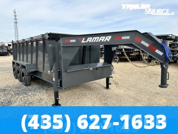 7x16 Lamar DT Telescoping Gooseneck Dump 48" Sides 21K Dump Trailer