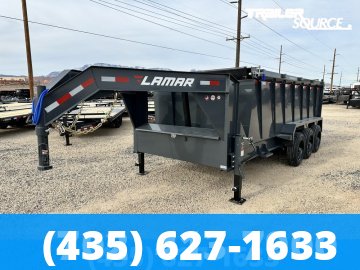 7x16 Lamar DT Telescoping Gooseneck Dump 48" Sides 21K Dump Trailer