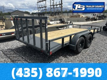 7x16 Lamar UC Tandem Axle Utility Trailer - 7K GVWR - Dovetail, Ramp Gate, Tube Top Rail