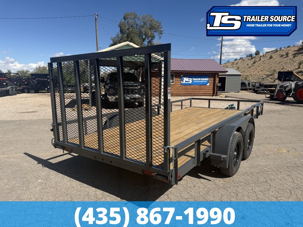 7x16 Lamar UC Tandem Axle Utility Trailer - 7K GVWR - Dovetail, Ramp Gate, Tube Top Rail