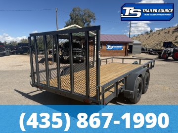 7x16 Lamar UC Tandem Axle Utility Trailer - 7K GVWR - Dovetail, Ramp Gate, Tube Top Rail