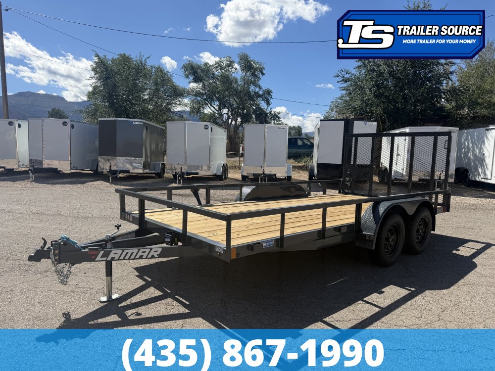 7x16 Lamar UC Tandem Axle Utility Trailer - 7K GVWR - Dovetail, Ramp Gate, Tube Top Rail