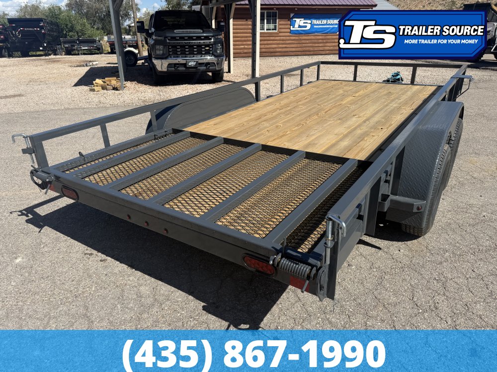 7x16 Lamar UC Tandem Axle Utility Trailer - 7K GVWR - Dovetail, Ramp Gate, Tube Top Rail