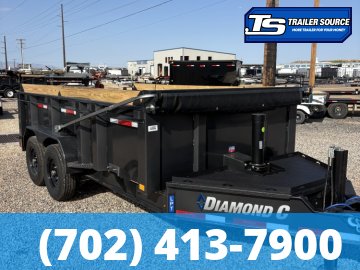 7x14 Diamond C LPT 207 Dump Trailer - 32" Sides - 15.5K GVWR - 14 Ply Tires, Board Brackets, Hydraulic Jack(s), Long Arm Tarp