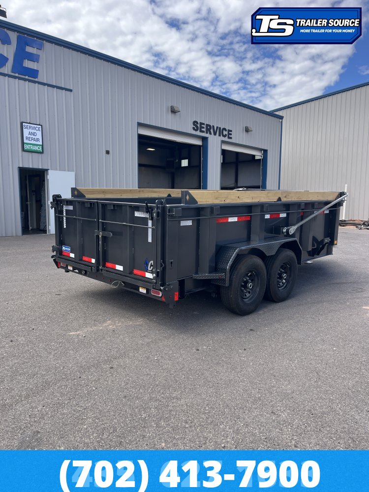 7x14 Diamond C LPT 207 Dump Trailer - 32" Sides - 15.5K GVWR - 14 Ply Tires, Board Brackets, Hydraulic Jack(s), Long Arm Tarp