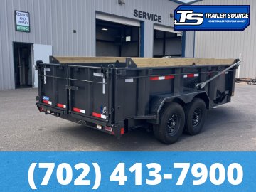 7x14 Diamond C LPT 207 Dump Trailer - 32" Sides - 15.5K GVWR - 14 Ply Tires, Board Brackets, Hydraulic Jack(s), Long Arm Tarp