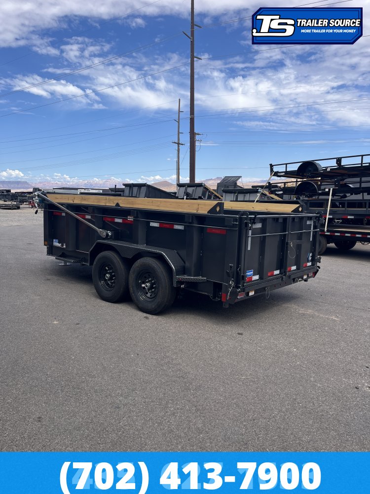 7x14 Diamond C LPT 207 Dump Trailer - 32" Sides - 15.5K GVWR - 14 Ply Tires, Board Brackets, Hydraulic Jack(s), Long Arm Tarp