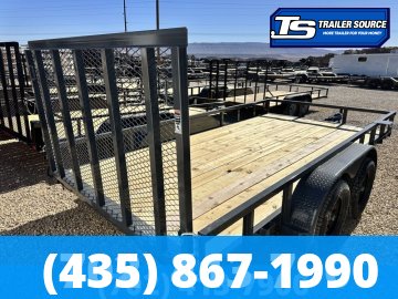 7x16 Lamar UC Tandem Axle Utility Trailer - 7K GVWR - Ramp Gate, Tube Top Rail