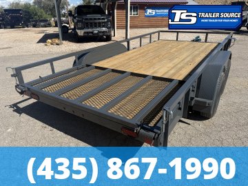 7x16 Lamar UC Tandem Axle Utility Trailer - 7K GVWR - Ramp Gate, Tube Top Rail