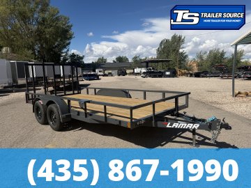 7x16 Lamar UC Tandem Axle Utility Trailer - 7K GVWR - Ramp Gate, Tube Top Rail