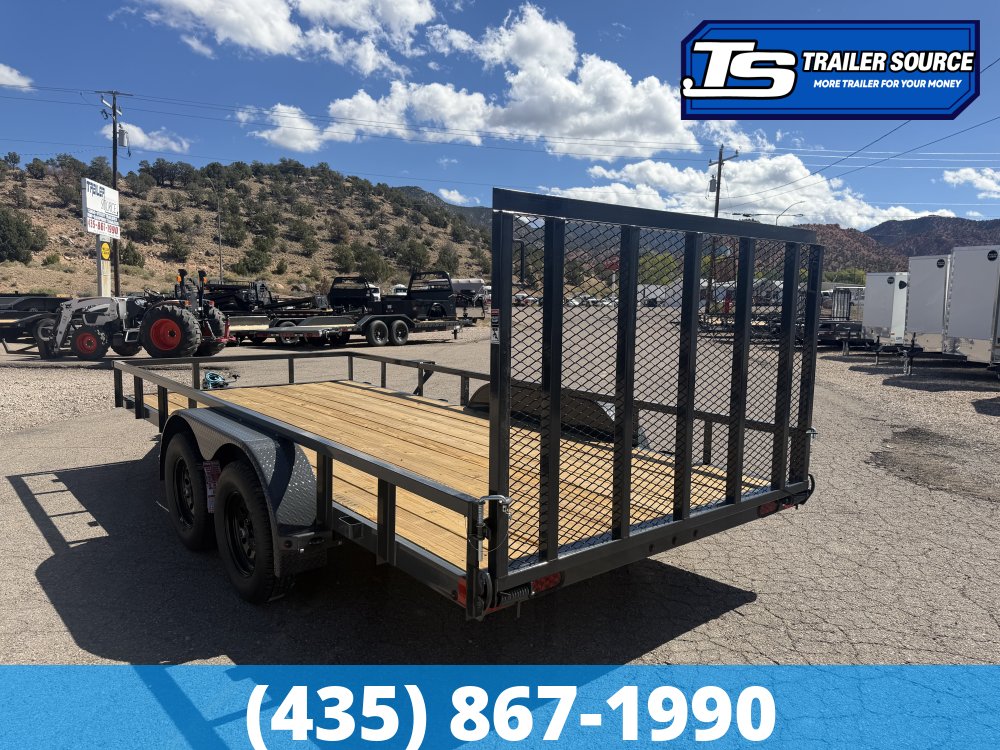7x16 Lamar UC Tandem Axle Utility Trailer - 7K GVWR - Ramp Gate, Tube Top Rail