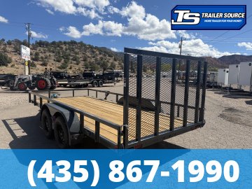 7x16 Lamar UC Tandem Axle Utility Trailer - 7K GVWR - Ramp Gate, Tube Top Rail