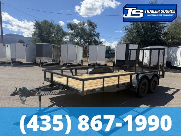 7x16 Lamar UC Tandem Axle Utility Trailer - 7K GVWR - Ramp Gate, Tube Top Rail