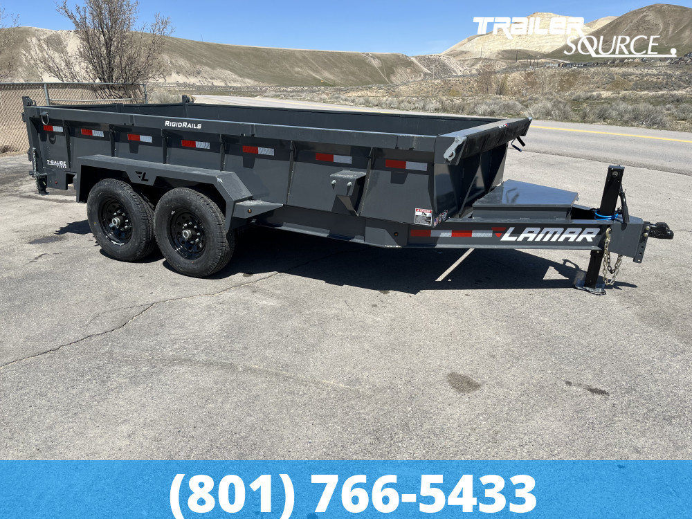 7x14 Lamar DT Scissor 24" Sides 14K Dump Trailer