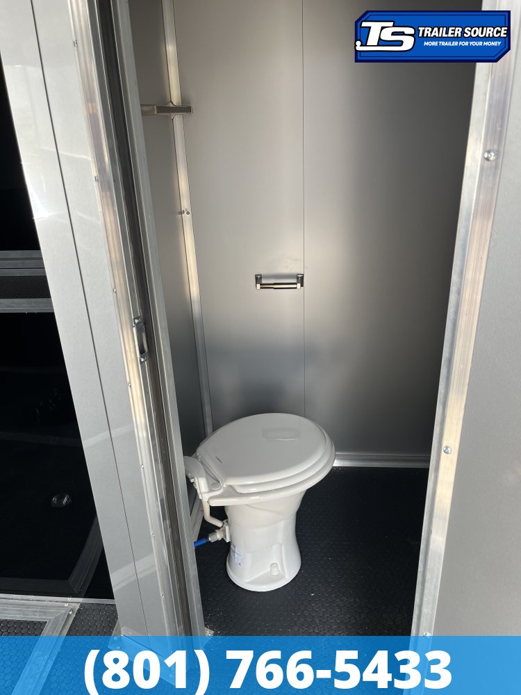 8.5x34 American Hauler Silver Hawk Enclosed Car Hauler Trailer - 7'10" Interior - 18K GVWR - Bathroom Build Out, Ramp Door