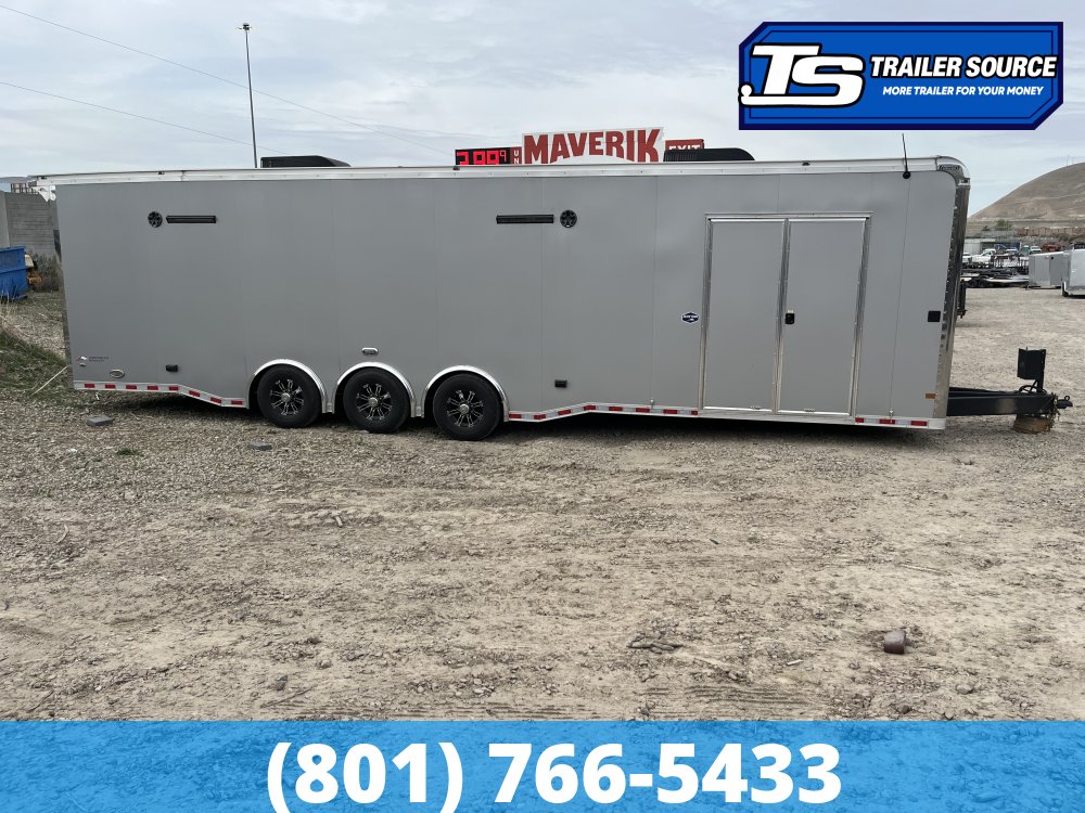 8.5x34 American Hauler Silver Hawk Enclosed Car Hauler Trailer - 7'10" Interior - 18K GVWR - Bathroom Build Out, Ramp Door