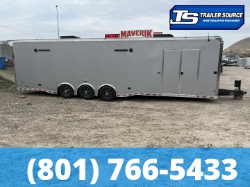 8.5x34 American Hauler Silver Hawk Enclosed Car Hauler Trailer - 7'10" Interior - 18K GVWR - Bathroom Build Out, Ramp Door