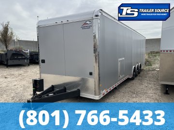 8.5x34 American Hauler Silver Hawk Enclosed Car Hauler Trailer - 7'10" Interior - 18K GVWR - Bathroom Build Out, Ramp Door