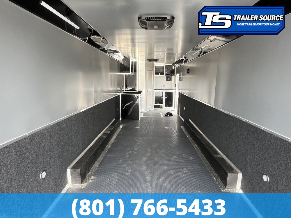 8.5x34 American Hauler Silver Hawk Enclosed Car Hauler Trailer - 7'10" Interior - 18K GVWR - Bathroom Build Out, Ramp Door