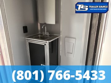 8.5x34 American Hauler Silver Hawk Enclosed Car Hauler Trailer - 7'10" Interior - 18K GVWR - Bathroom Build Out, Ramp Door