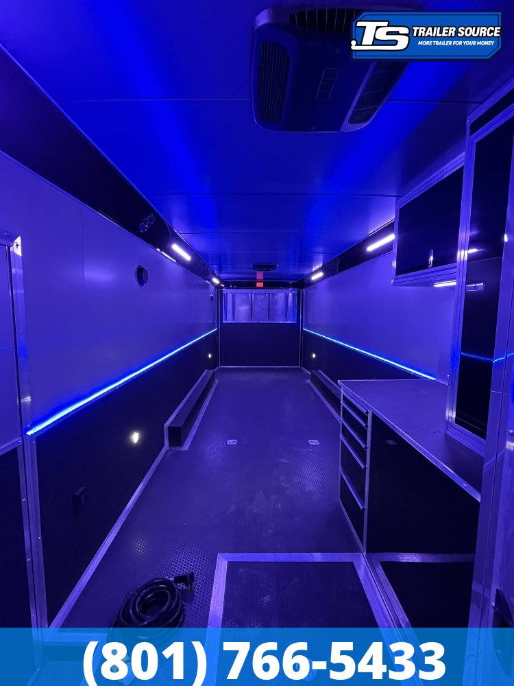 8.5x34 American Hauler Silver Hawk Enclosed Car Hauler Trailer - 7'10" Interior - 18K GVWR - Bathroom Build Out, Ramp Door