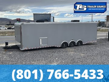 8.5x34 American Hauler Silver Hawk Enclosed Car Hauler Trailer - 7'10" Interior - 18K GVWR - Bathroom Build Out, Ramp Door