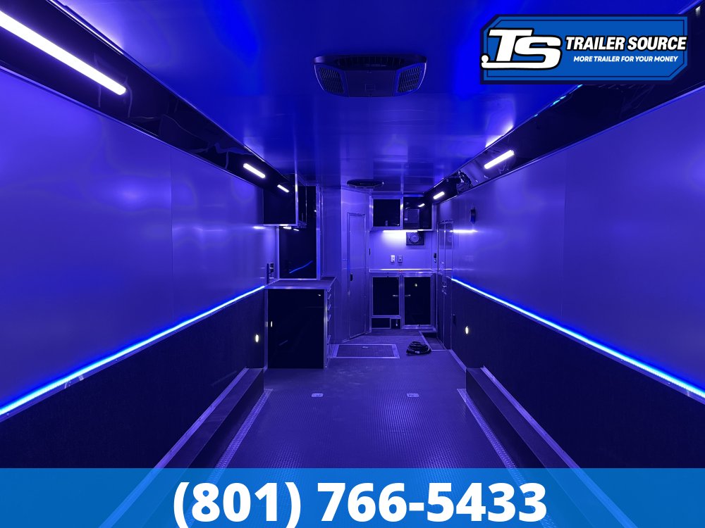 8.5x34 American Hauler Silver Hawk Enclosed Car Hauler Trailer - 7'10" Interior - 18K GVWR - Bathroom Build Out, Ramp Door