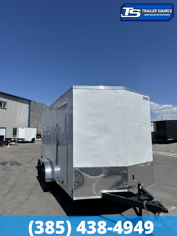 7x14 Cargo Express EX Series DLX Enclosed Cargo Trailer - 7'0" Interior - 7K GVWR - 16" Cross Member Upgrade, Barlock on Door, Spare Tire