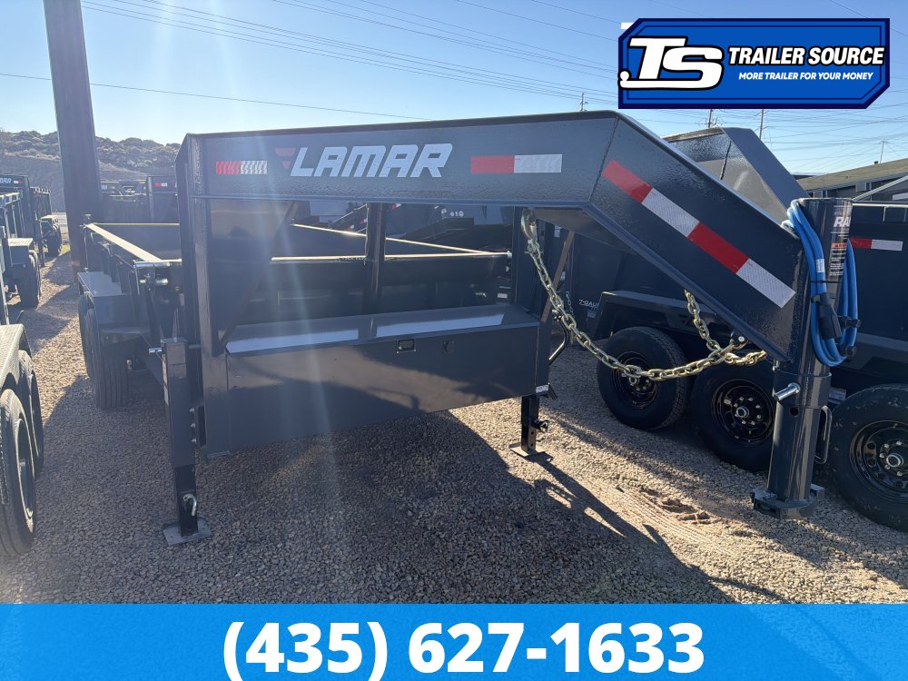 7x14 Lamar DT Gooseneck Dump Trailer - 24" Sides - 14K GVWR - Telescopic