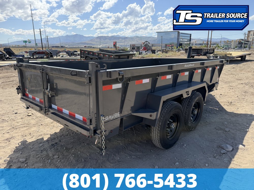 7x14 Lamar DT Dump Trailer - 24" Sides - 14K GVWR - Stabilizer Jacks, Telescopic