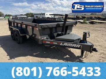 7x14 Lamar DT Dump Trailer - 24" Sides - 14K GVWR - Stabilizer Jacks, Telescopic