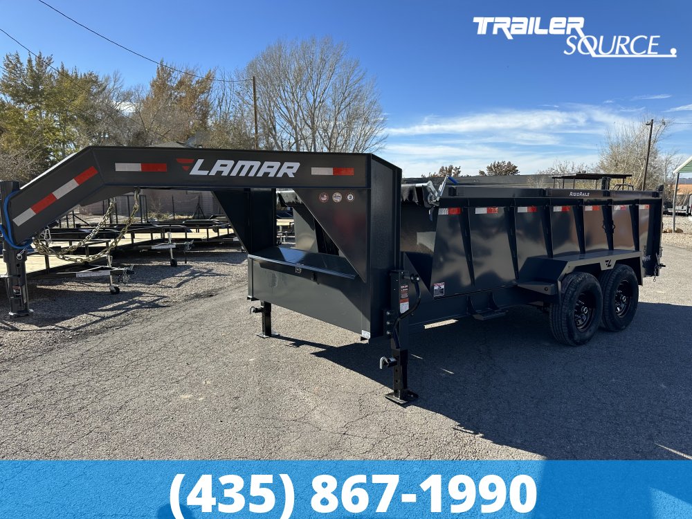 7x14 Lamar DT Telescoping Gooseneck 36" Sides 14K Dump Trailer