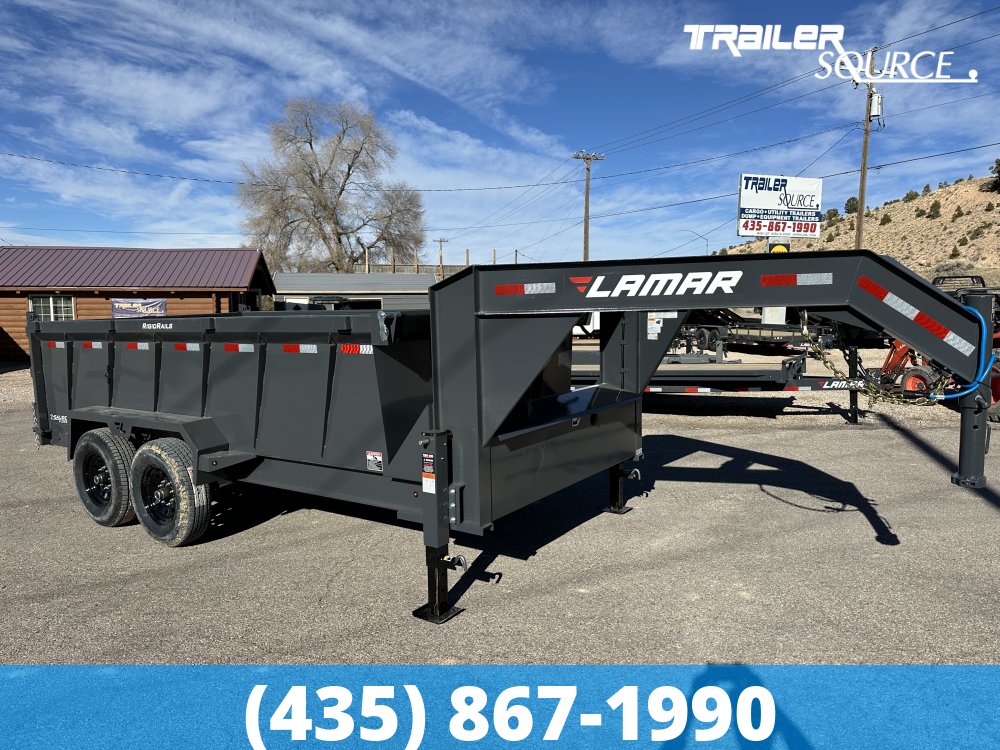 7x14 Lamar DT Telescoping Gooseneck 36" Sides 14K Dump Trailer