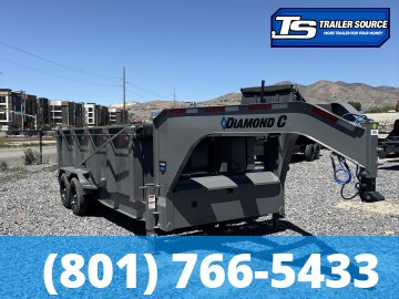 7x16 Diamond C LPT-GN 208 Gooseneck Dump Trailer - 44" Sides - 18K GVWR - 18 Ply Tires, Long Arm Tarp