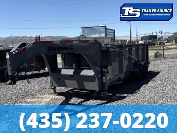 7x16 Diamond C LPT-GN 208 Gooseneck Dump Trailer - 44" Sides - 18K GVWR - 18 Ply Tires, Long Arm Tarp