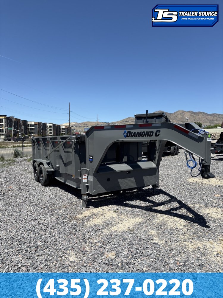 7x16 Diamond C LPT-GN 208 Gooseneck Dump Trailer - 44" Sides - 18K GVWR - 18 Ply Tires, Long Arm Tarp