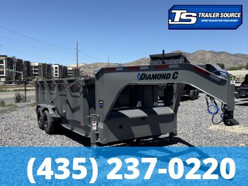 7x16 Diamond C LPT-GN 208 Gooseneck Dump Trailer - 44" Sides - 18K GVWR - 18 Ply Tires, Long Arm Tarp