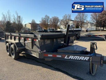 7x14 Lamar DT Dump Trailer - 24" Sides - 14K GVWR - Stabilizer Jacks, Telescopic