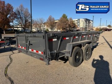 7x14 Lamar DT Dump Trailer - 24" Sides - 14K GVWR - Stabilizer Jacks, Telescopic