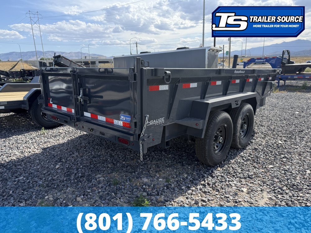 7x14 Lamar DT Dump Trailer - 24" Sides - 14K GVWR - Stabilizer Jacks, Telescopic
