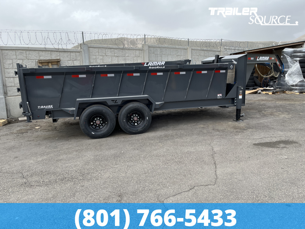 7x16 Lamar DT Telescoping Gooseneck 36" Sides 16K Dump Trailer