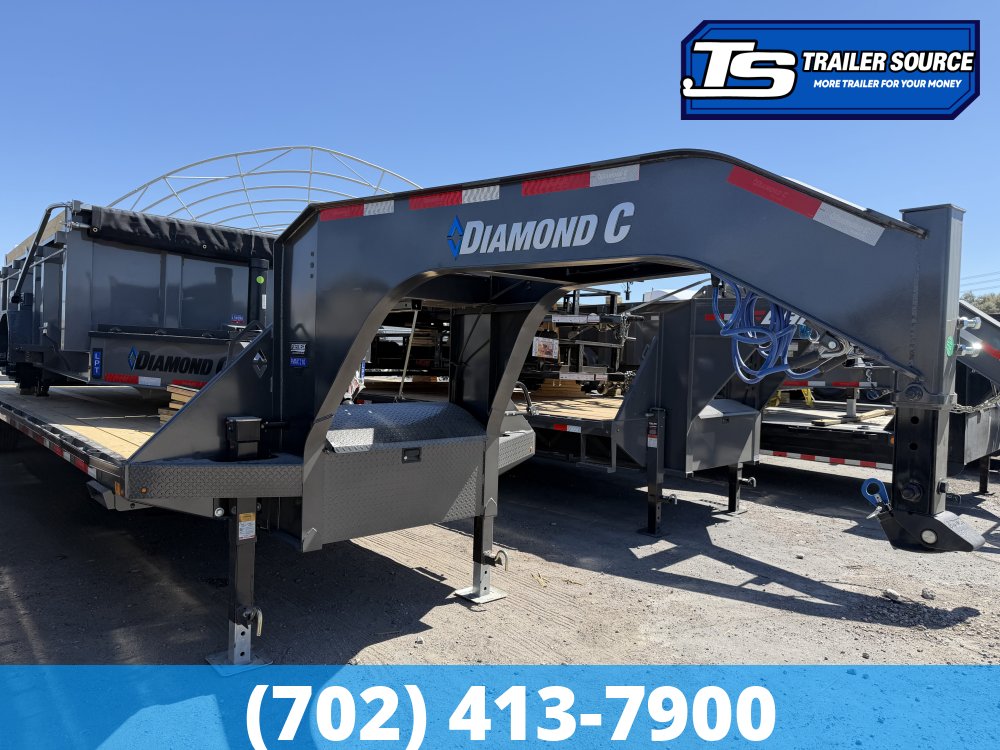 8.5x40 Diamond C FMAX-HDT 210 Gooseneck Hydraulic Dovetail Equipment Trailer - 25K GVWR - 2-Speed Jack, Winch Plate