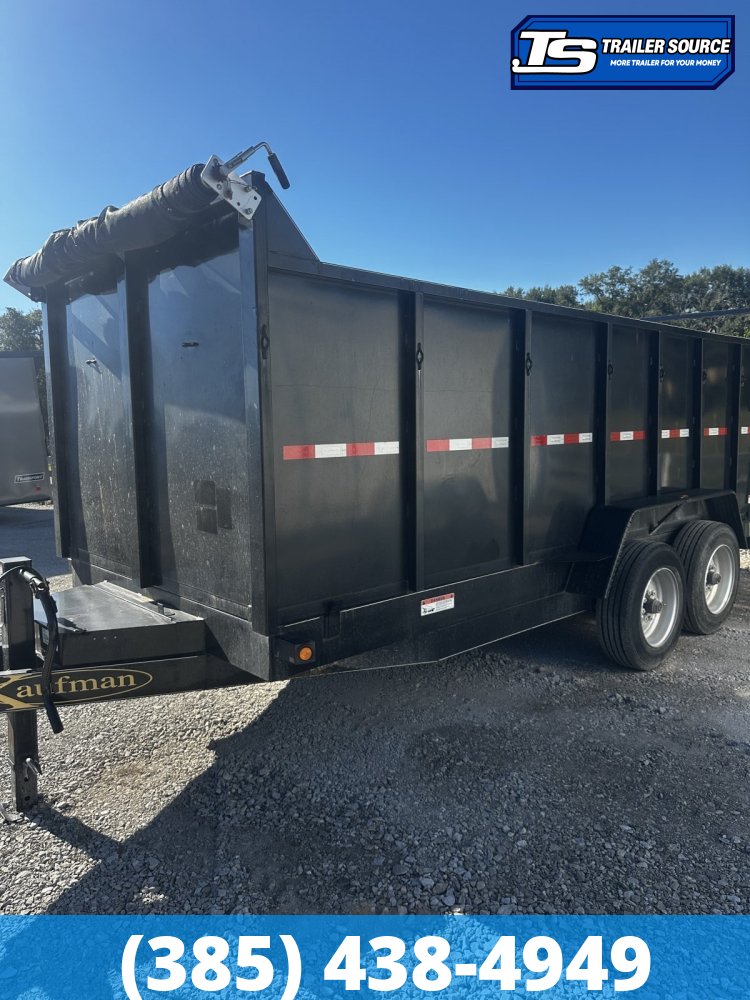 7x16 Kaufman 16k Dump Trailer Dump Trailer - 48" Sides - 16K GVWR Spare Mount, Spare Tire, Stabilizer Jacks, Tongue Box
