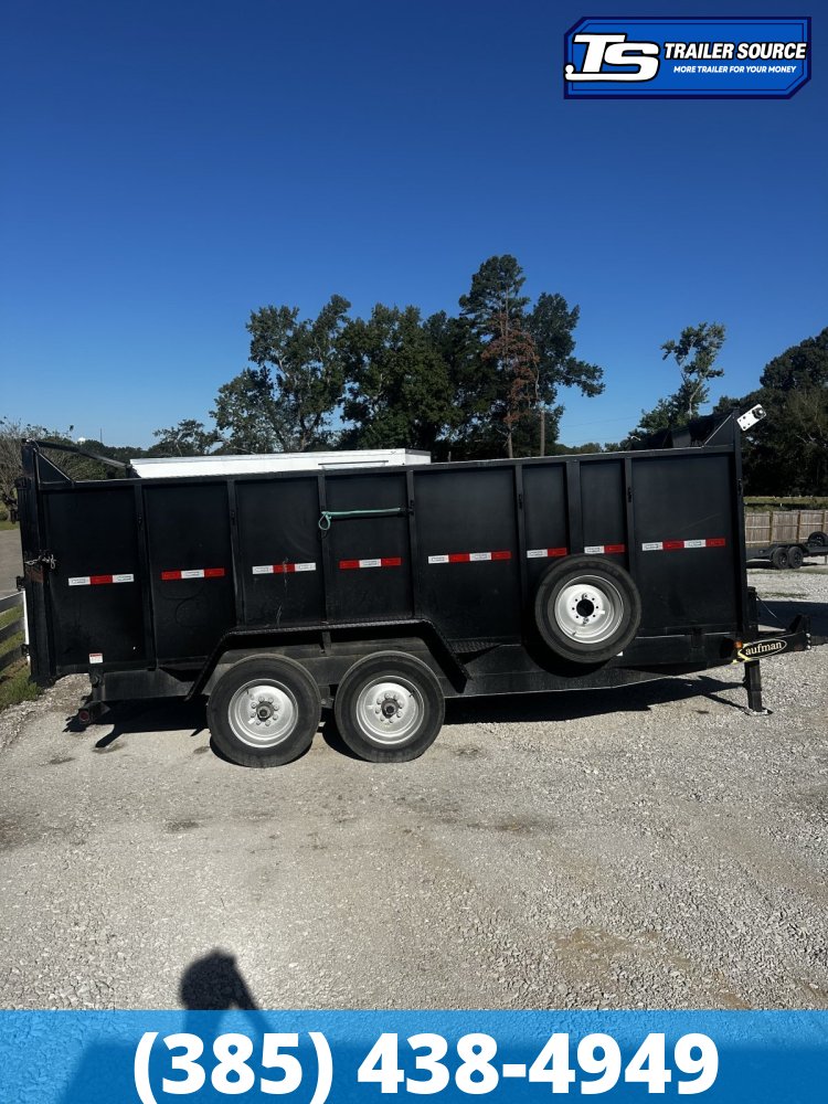 7x16 Kaufman 16k Dump Trailer Dump Trailer - 48" Sides - 16K GVWR Spare Mount, Spare Tire, Stabilizer Jacks, Tongue Box