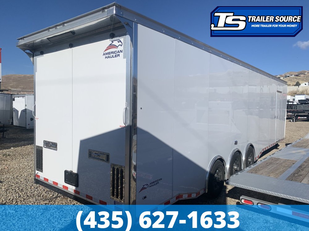 8.5x40 American Hauler Silver Hawk Gooseneck Premium Enclosed Race Car Hauler Trailer - 7'10" Interior - 21K GVWR - Rear Spoiler w/ Load Lights