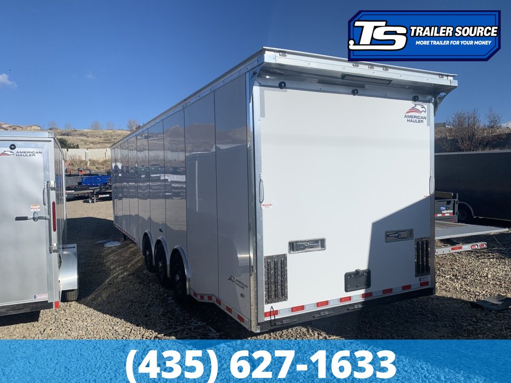 8.5x40 American Hauler Silver Hawk Gooseneck Premium Enclosed Race Car Hauler Trailer - 7'10" Interior - 21K GVWR - Rear Spoiler w/ Load Lights