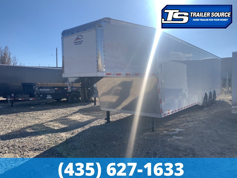 8.5x40 American Hauler Silver Hawk Gooseneck Premium Enclosed Race Car Hauler Trailer - 7'10" Interior - 21K GVWR - Rear Spoiler w/ Load Lights