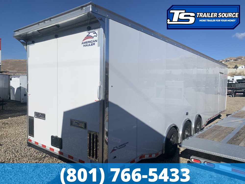 8.5x40 American Hauler Silver Hawk Gooseneck Premium Enclosed Race Car Hauler Trailer - 7'10" Interior - 21K GVWR - Rear Spoiler w/ Load Lights